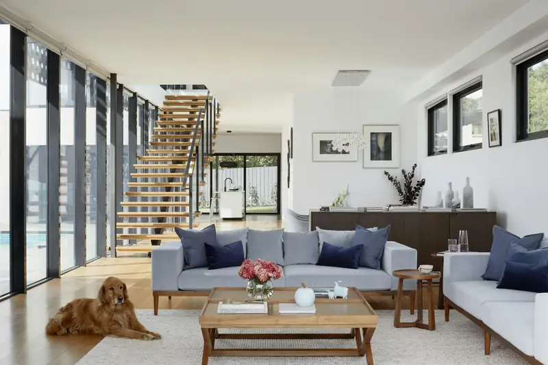 Open staircase in a renovated living space