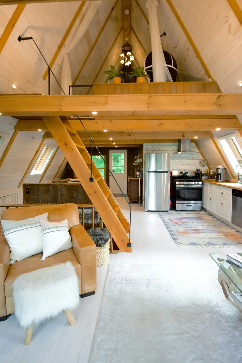 Exposed timber framing inside a custom home under construction